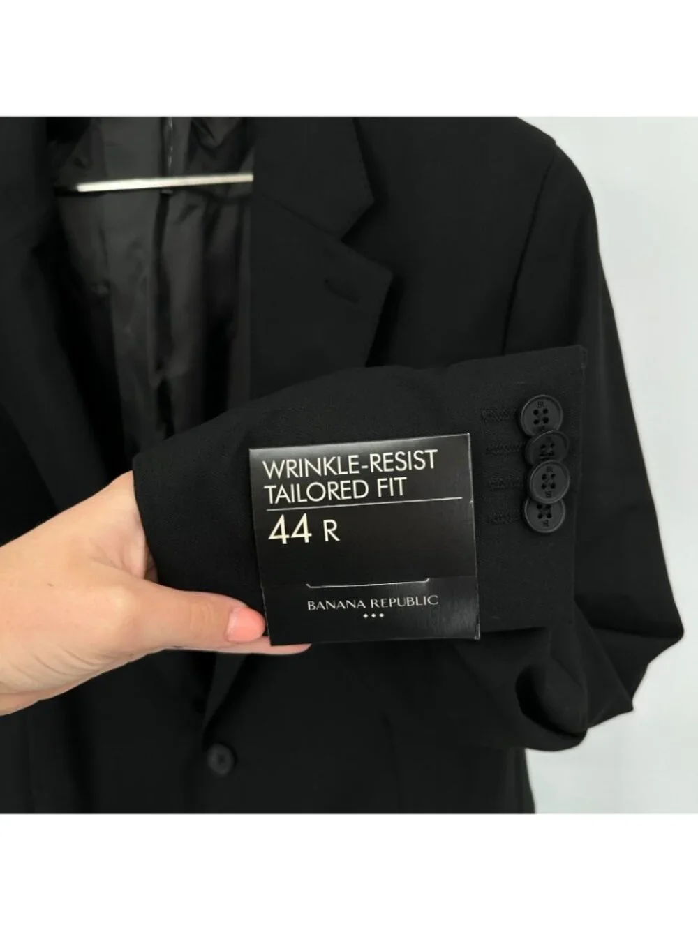 Banana Republic Factory Black Tailored Fit Suit Jacket 44R Men Wrinkle Resistant